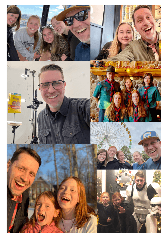 Gregory Shultz with family and creative collaborators