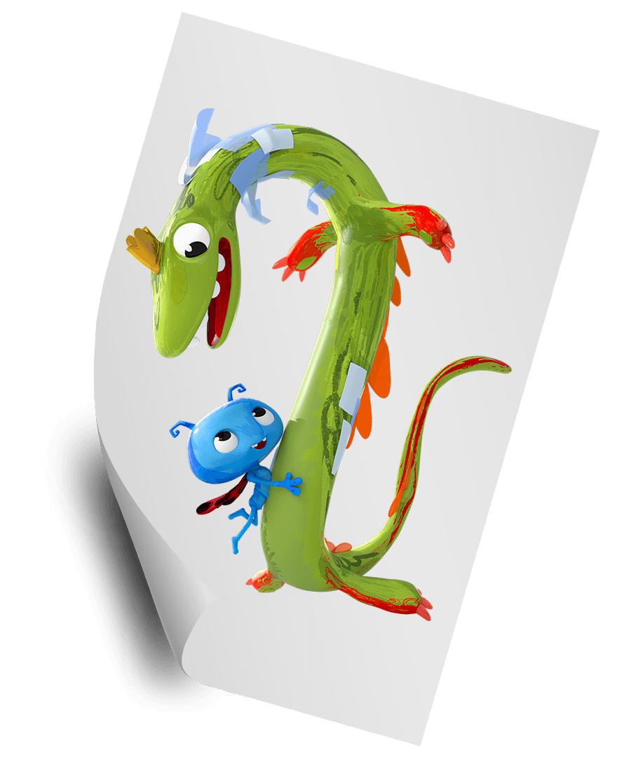 Laya Bug hugging the green dragon