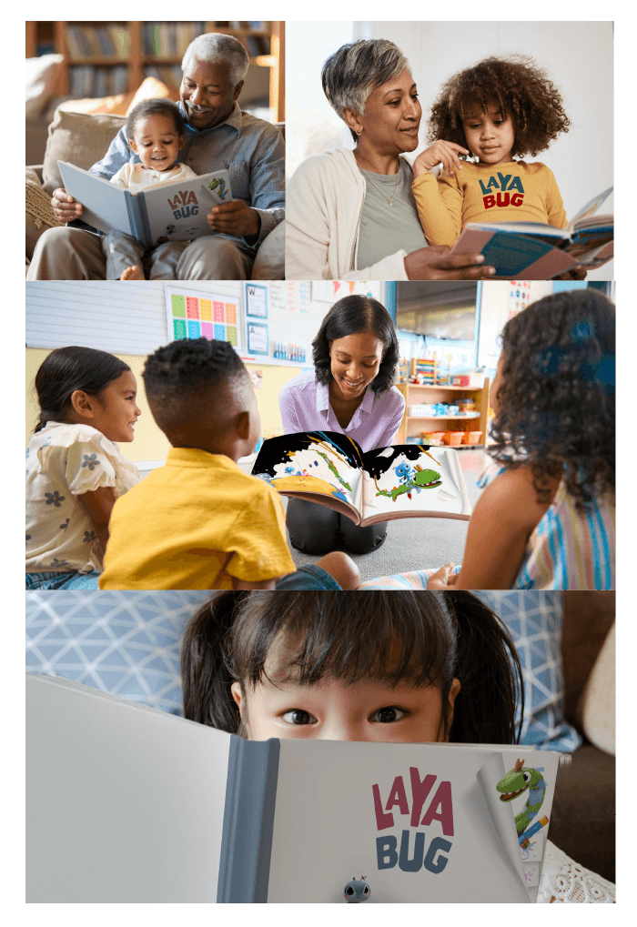 Grandparents, educators, and children sharing Laya Bug stories